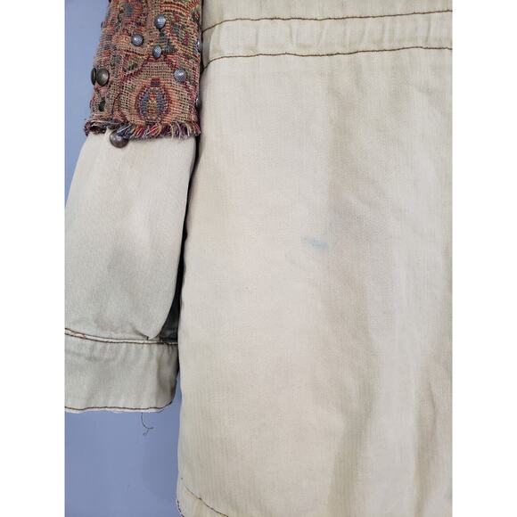 Free People Crafted Cloth Tapestry Parka Anorak Jacket Studded Utility Western - Picture 10 of 11